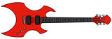 Red heavy metal electric guitar