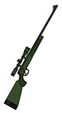 Green rifle with a telescope