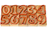 number abstract in wood type