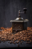 Antique vintage retro bronze coffee mill