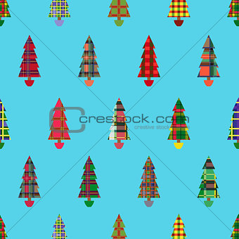 Christmas tree seamless pattern over cyan