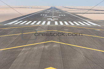 Aerial view of an airport runway