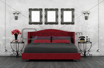 Retro red and black bedroom