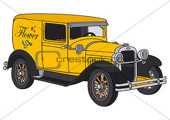 Vintage yellow delivery car