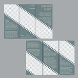 Tri-fold flyer brochure template with slate blue stripes