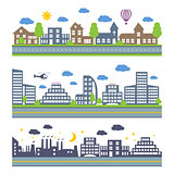 City Skylines vector icons set.