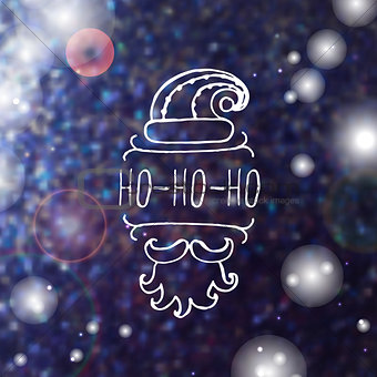 Christmas label with text on blurred background