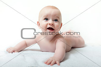 caucasian baby boy with blue eyes
