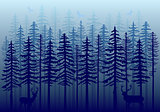 Blue winter forest, vector