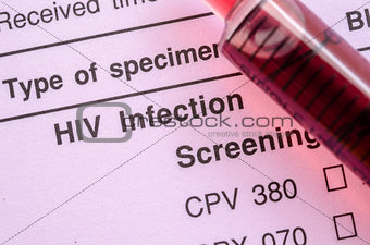 HIV infection screening test form.