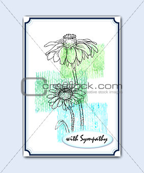 Vector greeting card with wild flowers