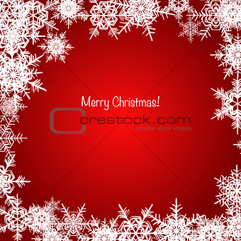 Red and white shiny Christmas snowflake background