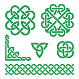 Celtic green Irish knots, braids and patterns