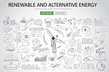 Renewable and Alternative Energy concept with Doodle design sty