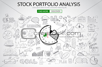 Stock Portfolio Analysis Concept with Doodle design style