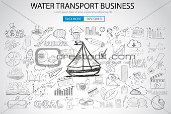 Water Transport Business Concept with Doodle design style 