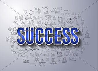 Business Success and Marketing Strategy concept with Doodle design style