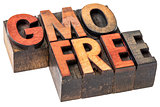 GMO free banner in wood type