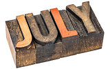 July month in wood type