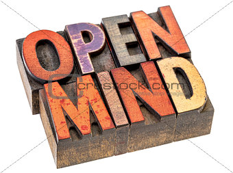 open mind in vintage wood type