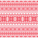 Ukrainian, Belarusian red embroidery seamless pattern - Vyshyvanka