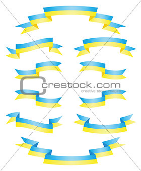 Set Ukrainian ribbons vector