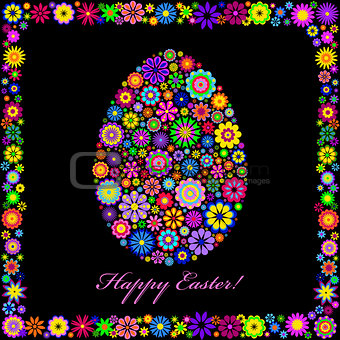 colorful easter egg on black background