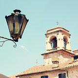 View of Old Tower and Street Lantern
