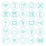Line Circle Smart Home Technology Icons Set