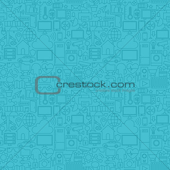 Thin Line Internet of Things Blue Seamless Pattern