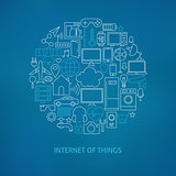 Thin Line Internet of Things Icons Set Circle Concept