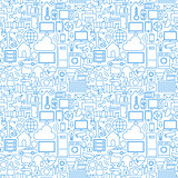 Thin Line Internet of Things White Seamless Pattern