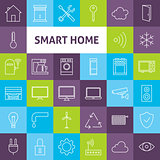 Vector Line Art Smart Home Icons Set
