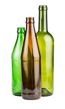Green and brown empty bottles