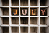 July Concept Wooden Letterpress Type in Drawer