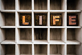 Life Concept Wooden Letterpress Type in Drawer