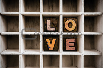 Love Concept Wooden Letterpress Type in Drawer