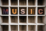 Music Concept Wooden Letterpress Type in Drawer