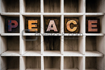 Peace Concept Wooden Letterpress Type in Drawer