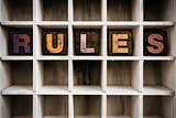 Rules Concept Wooden Letterpress Type in Drawer