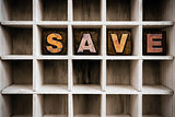 Save Concept Wooden Letterpress Type in Drawer