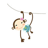 Funny monkey girl for your design