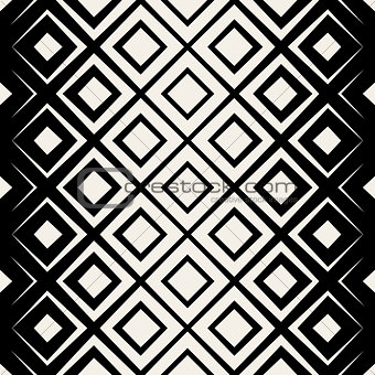 Vector Seamless Black  White Rhombus Halftone Grid Pattern