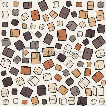 Vector Seamless Box Cube Random Scale Jumble Pattern