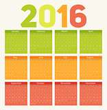 New Year Calendar 2016 Vector Illustration