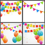 Color glossy balloons birthday card  background vector illustration