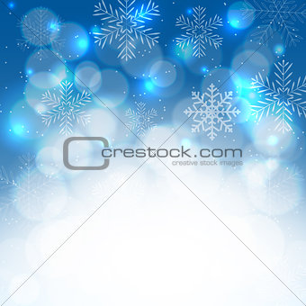 Abstract Beauty Christmas and New Year Background with Snow, Snowflakes. Vector Illustration