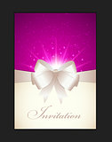 Invitation Card with Bow, Ribbon and Copy Space