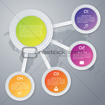 Vector illustration, infographics, paper circles with shadows