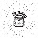 Yummy burger vintage label